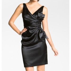 Maggy London stretch satin bow detail dress.